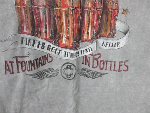 Vintage Coca-Cola Promotional T-Shirt Men's Medium Gray Bottles Logo Seams out - Picture 7 of 15
