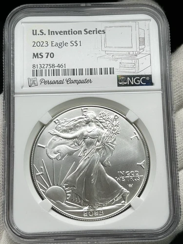 2023 $1 American Silver Eagle NGC MS70 US Invention Series - Personal Computer