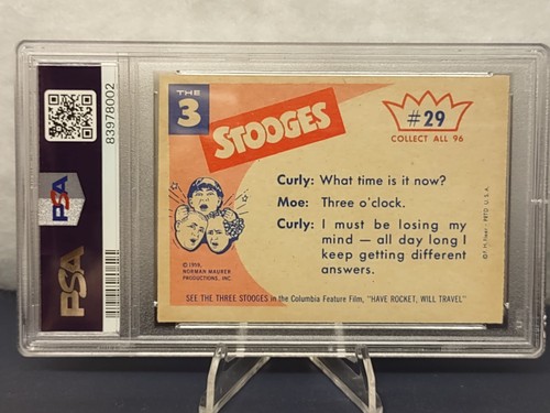 1959 Fleer The 3 Stooges Your nose is too big and brain is too small #29 PSA 8 - Picture 3 of 4