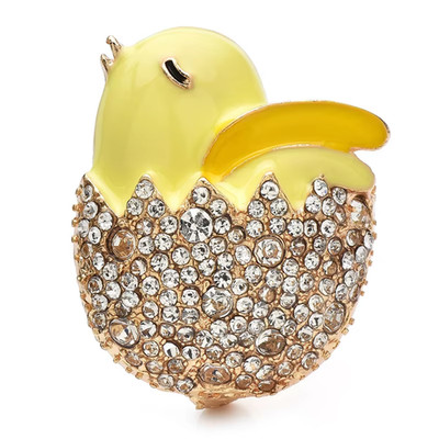 Easter Spring Crystal Chick Brooch Pin   Rhinestone Animal Summer Jewelry Gift