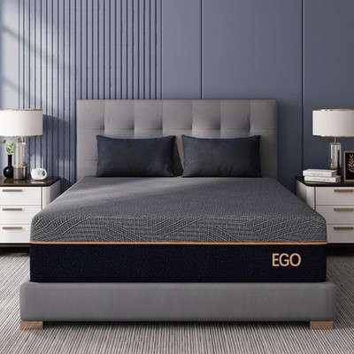 Memory Foam Mattress Queen 60x80x12 Cooling Copper Gel Black EGOHOME Inch Back