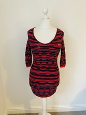 Missoni Red Woven Mini Dress Bodycon 40 UK 8 V Neck