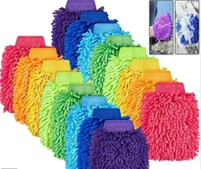 3pcs Car Wash Gloves Chenille Fleece Cleaning Mitts Scratch-Free Auto Care - NEW