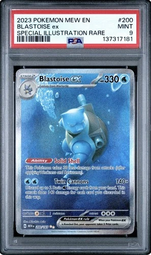 Pokémon Blastoise ex 200/165 SV 151 Special Illustration Rare Holo PSA 9 2023