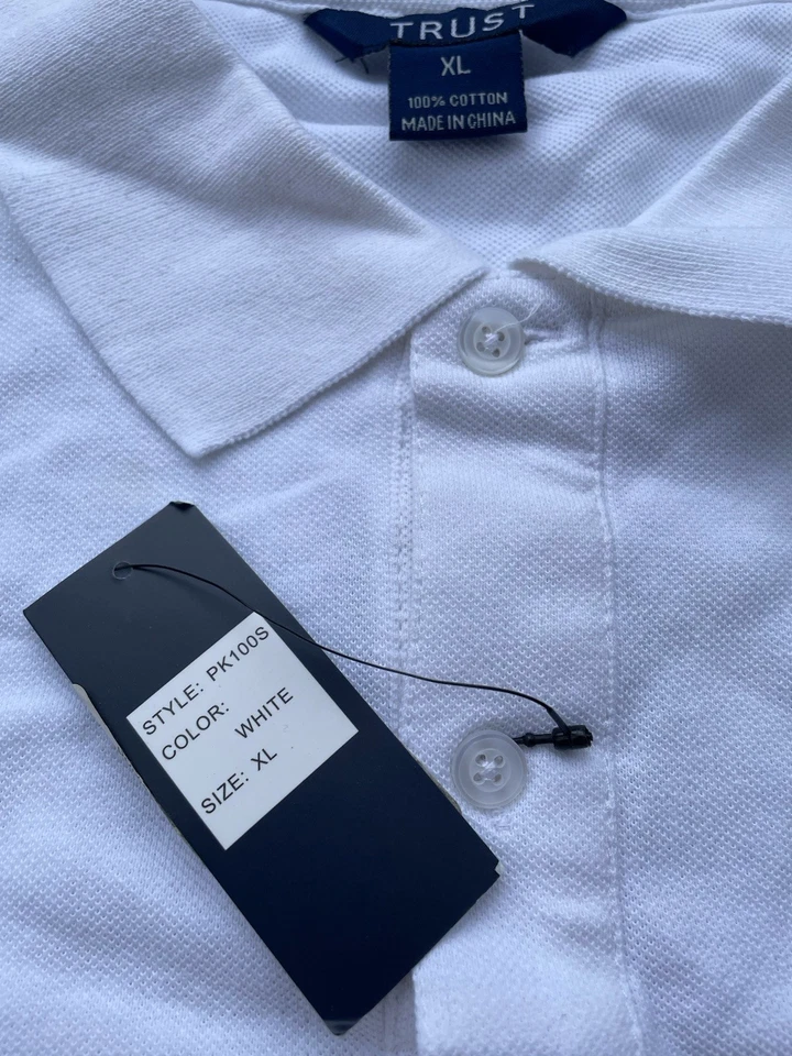 Polo Trust Hombre Blanco Talla XL NUEVO CON ETIQUETAS 100% Algodón Foto 3 de 4