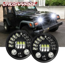 Pair 7inch Led Headlights Fit For Jeep Wrangler 1997 1998 1999 -2013 2014 2015