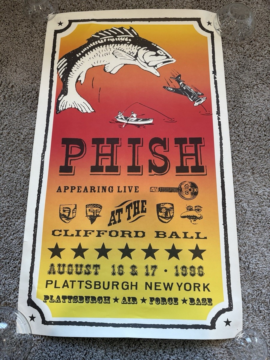 ORIGINAL PHISH CONCERT POSTER – CLIFFORD BALL PLATTSBURGH, NY 1996
