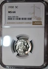 NGC MS-64 1930-P Buffalo Nickel, Blazing, Well-Struck specimen.