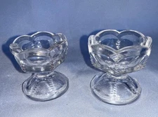 Vintage Crystal Open Salt Cellar Dishes/Dip Bowls - Set of 2