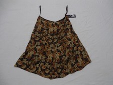 Nine West Women’s 100% Silk Skirt 4 Brown Orange Floral Keen Length Pleat Flare