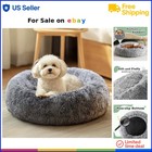 Dog & Cat Bed Calming Donut Cushion Faux Fur Small Medium Pets Sleep Cozy