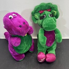 1992 Barney  Baby Bop Plush Lot Golden Bear Vintage Stuffed Toys Purple Green