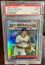 1993 TRAVIS FRYMAN TOPPS FINEST REFRACTOR #135 PSA 9 TIGERS POP 45