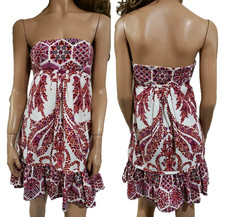 Gucci SS2007 Floral Print Corset Strapless Cotton Ruffle Mini Dress IT40