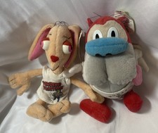Ren  Stimpy in T-shirts 8" Dakin 1992 Plush Set NICKELODEON Vintage NWT
