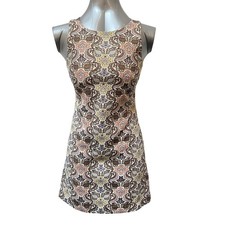 Zara Jacquard Geometric Print Shift Dress Multicolor Women's Size XS