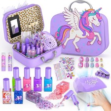 Glisiol Kids Nail Polish Set for Girls Toys, Washable child-size, Purple