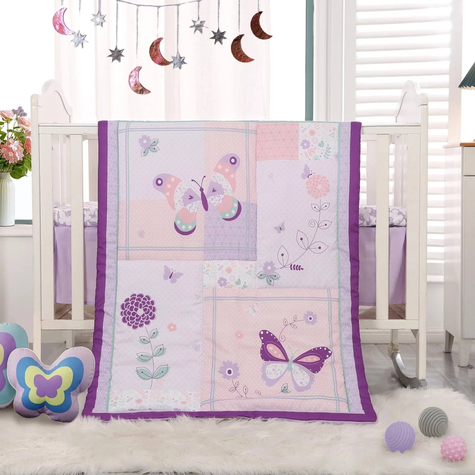 Crib Bedding Set for Girls, 3 Pieces Floral Butterfly Baby Girl Bedding Set, ...
Opens in a new wind
