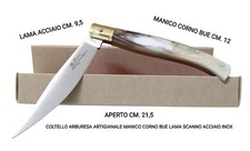 COLTELLO KNIFE PATTADA SARDA - ARBURESA SANTIGU MANICO BOVINO CM 21,5 LAMA INOX 