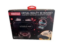 Utopia 360 VR Headset w/ Bluetooth Earbuds  Controller Opened, Unused 