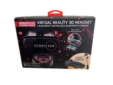 Utopia 360 VR Headset w/ Bluetooth Earbuds & Controller (Opened, Unused)