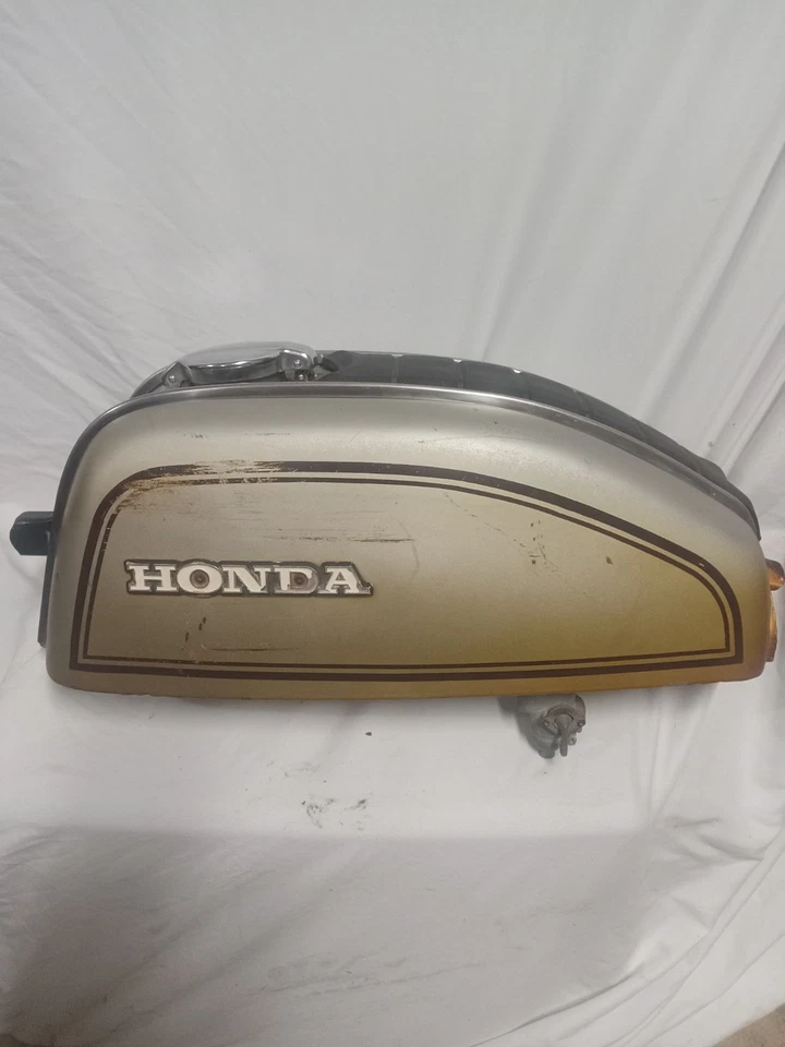Honda CB200 Fuel Tank 1974-76 Chrome Stripes Fuel Cap Rubber Pad Cafe Racer — 第 3/4 张图片
