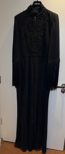 Elie Saab Black Jumpsuit With Lace And Fringe Size 44FR/16UK