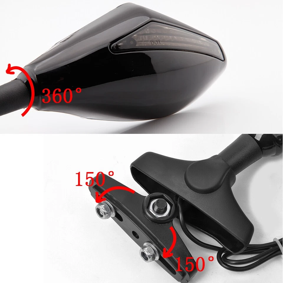 For Kawasaki Ninja ZX12R ZX10R ZX9R ZX6R Motorcycle LED Turn Signals Mirrors DMS Foto 4 de 4