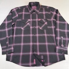 Dixxon Flannel Snap-On Tools Breast Cancer Awareness Mens Size XL Black Pink EUC