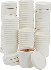 12 oz Paper To Go Soup & Ice Cream Bowls with Lids, 50 Count Disposable