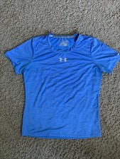 Youth XL Under Armour fitted UPF30 blue rashguard t-shirt