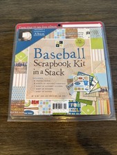 DCWV Baseball Scrapbook Kit in a Stack 8x8 Paper Pad Stickers Album New Sealed
