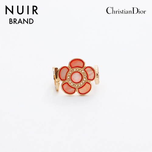 Dior Rhinestone No. 13 Flower Pink Ring Used NUIR-0