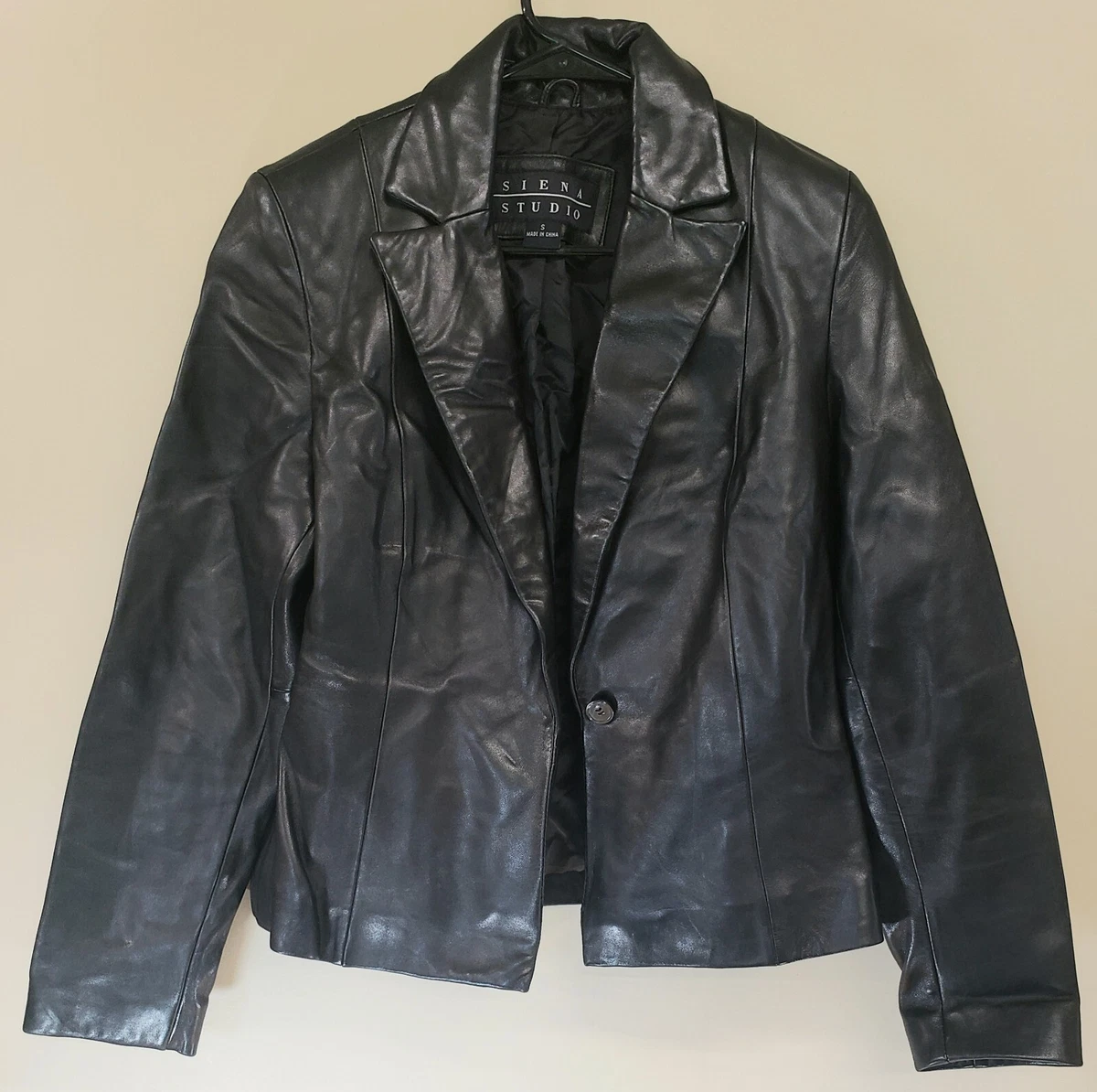 Sienna Studio Black Soft Leather Button Down Jacket Sz. S eBay