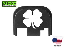 NDZ Glock 17 19 Gen 1-4 Slide Cover Back Plate Aluminum - 4 Leaf Clover