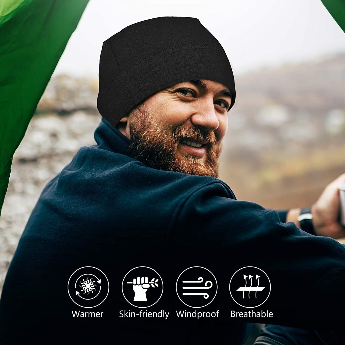 Winter Cotton Fleece Skull Caps Lightweight Beanie Hats Breathable