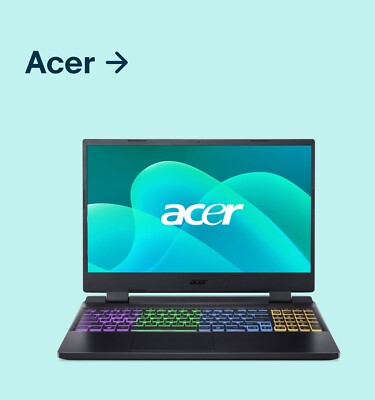 A black Acer Nitro 5 AN515 laptop with a wavy screensaver featuring the Acer Logo.
