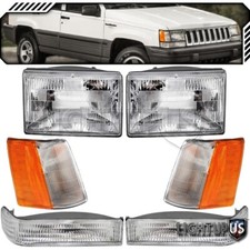 Corner Parking Head Lights Pair Combo Set For 93-96 Jeep Grand Cherokee