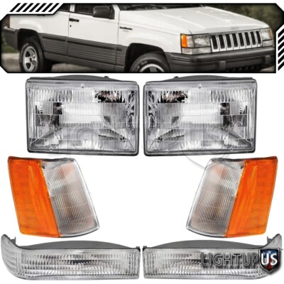 Corner Parking Head Lights Pair Combo Set for 93-96 JEEP GRAND CHEROKEE