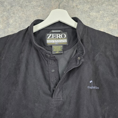Zero Restriction Golf Vest Mens L Black Microsuede Snap English Turn Logo - Picture 3 of 9