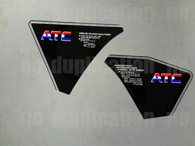 1986 86' 1985 ATC 350X trike 2pc side fender chain decals trike sticker graphics