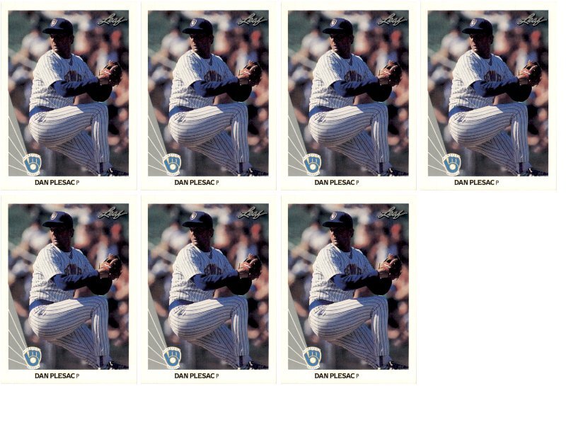 (7) 1990 Leaf #216 Dan Plesac Milwaukee Brewers Card Lot