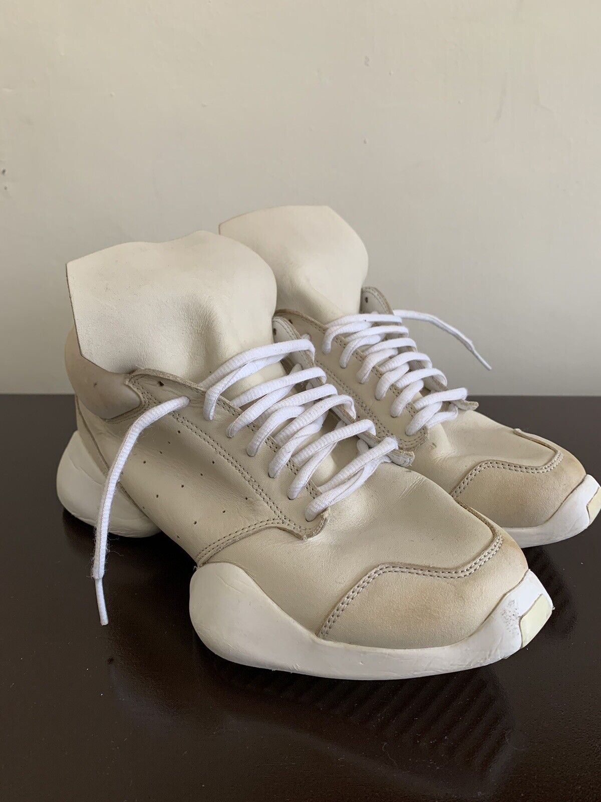 Rick Owens x Adidas Vicious Runner Triple White All-Leather US 5.5