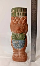 Terracotta replica Toltec Warrior Statue Pre-Columbian Style Painted
