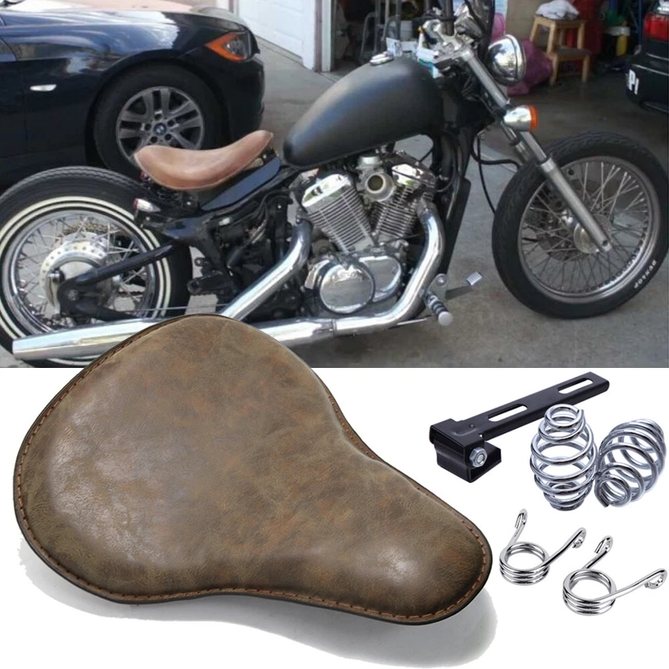 For Yamaha V-Star 250 650 950 1100 1300 Bobber Solo Driver Seat 3" Spring Saddle - Image 2 of 4