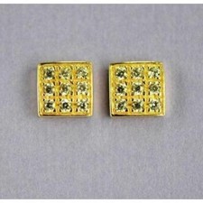 14K Yellow or White Gold Fancy Square CZ Stud Earrings
