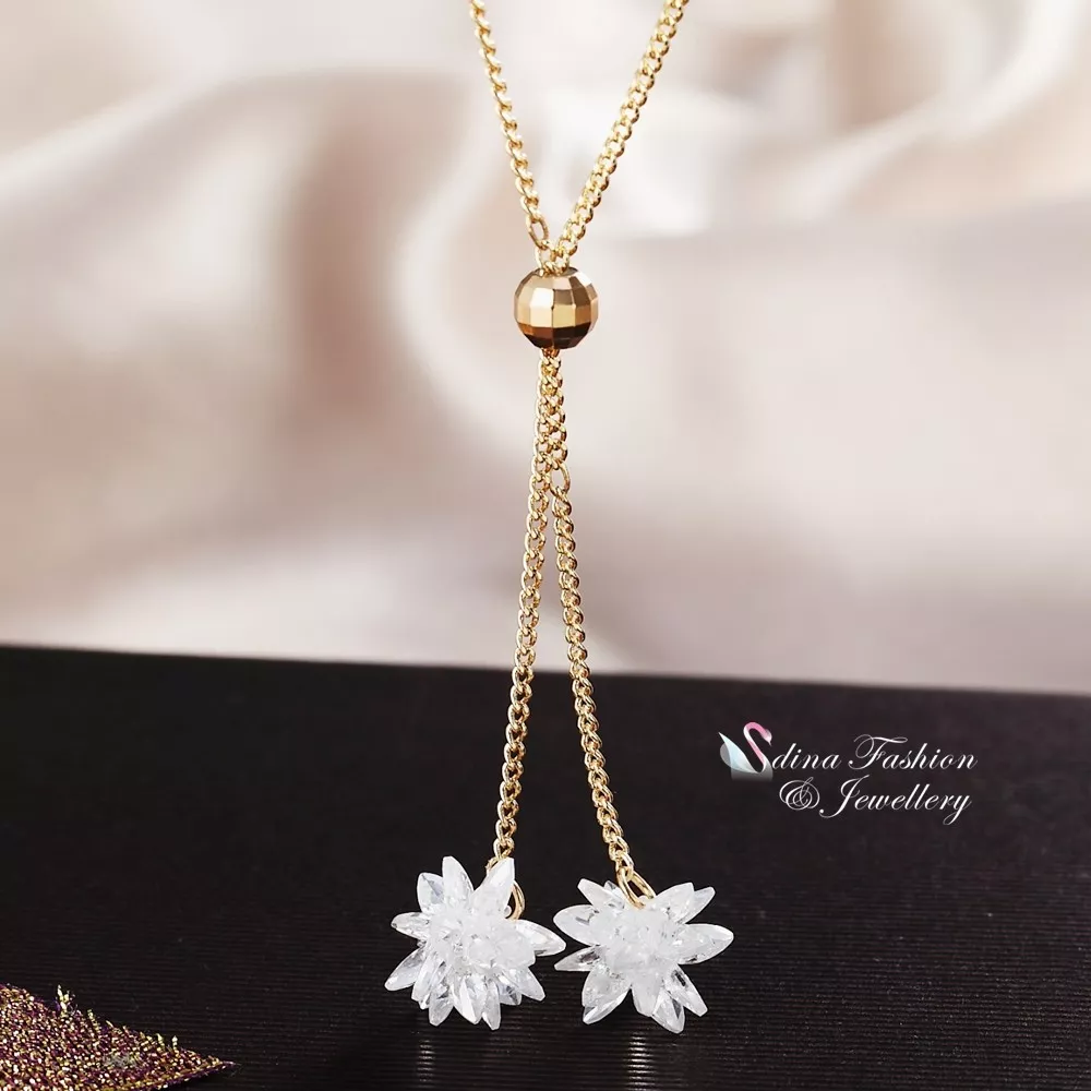 18K Yellow Gold Filled Made With Swarovski Crystal Ice Flower