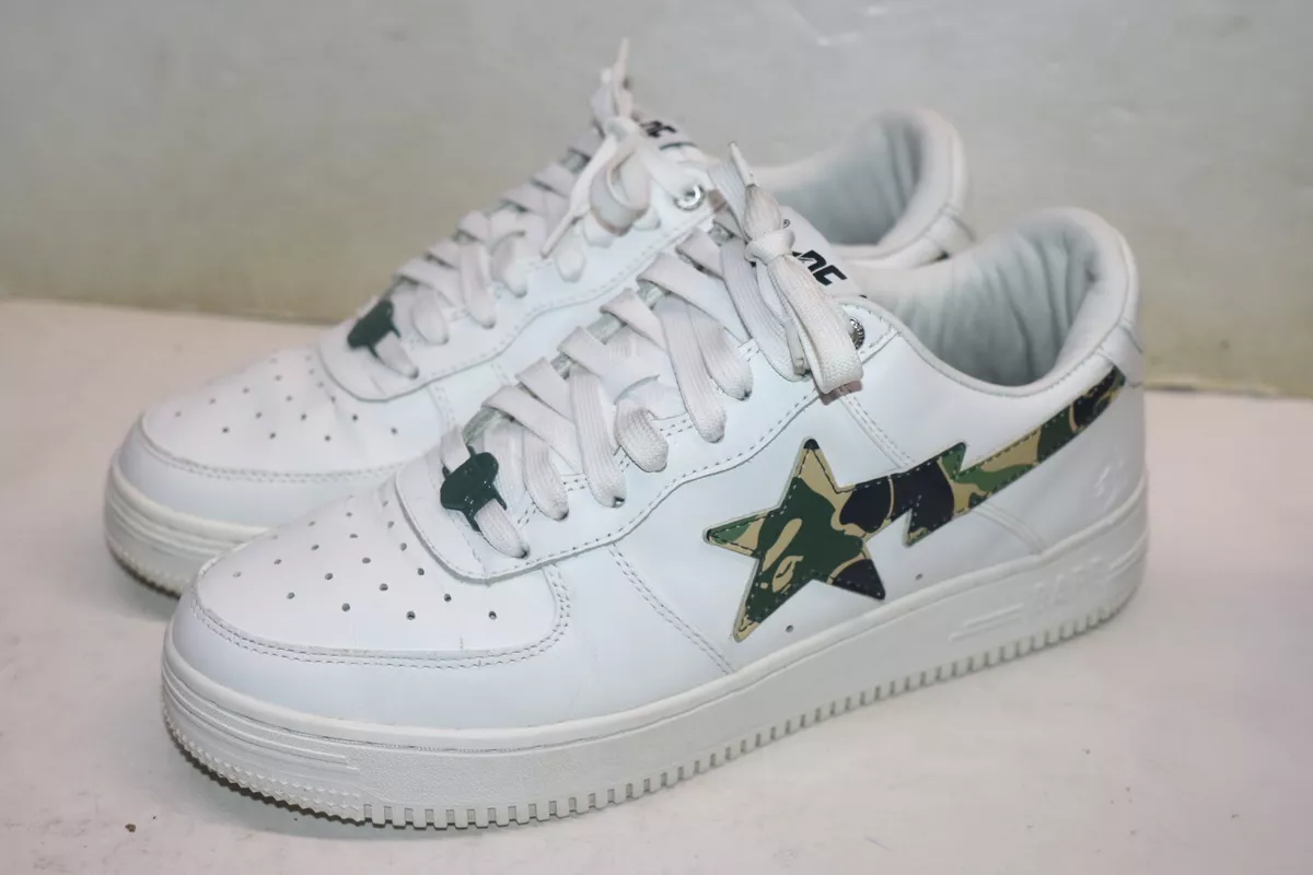A Bathing Ape Bapesta ABC Camo White Green Sneakers Size 11