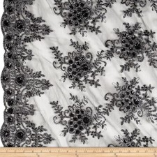 Bristol Glitter Sequin Embroidered Mesh Fabric. Lace Netting Material