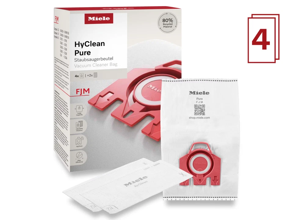 Genuine Miele FJM Vacuum Bags 9917710 – 4 Bags + Filters for C1 C2 Models - Image 2 of 3
